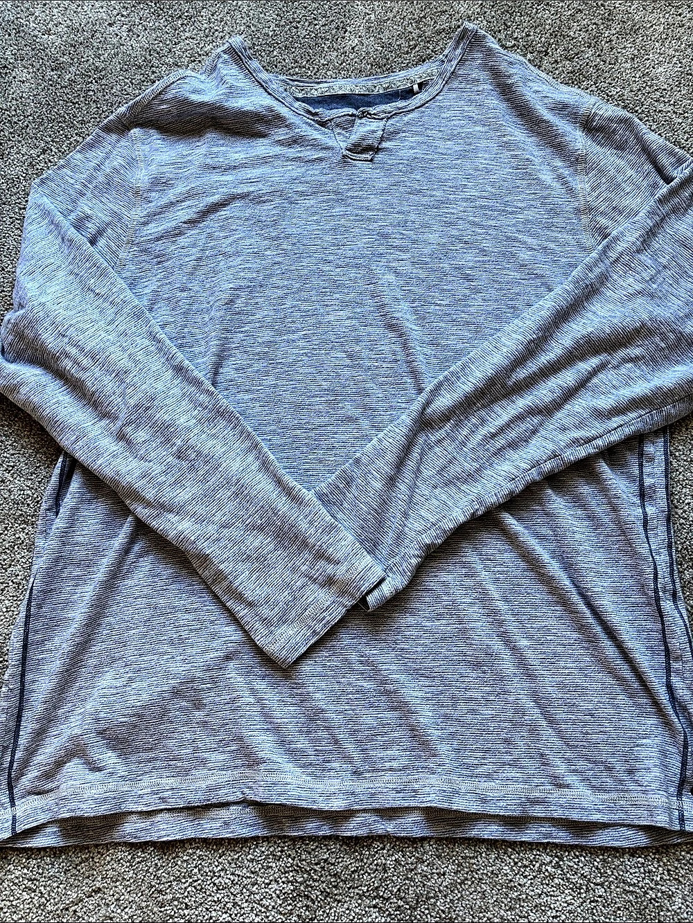 Tommy Bahama Port Oasis Long-Sleeve Henley Long Sleeve Cotton Tee in Blue